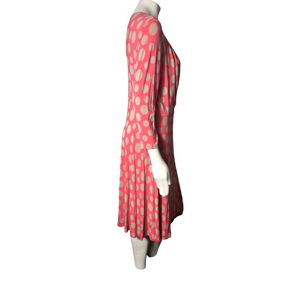 Boden Rosebery Dots Wrap Midi Dress Coral Tan Size US 16R Career Workwear Casual - Picture 3 of 11